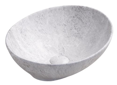 Vasque ovale à poser HANA en céramique 40,5 x 33 x 14 cm - Marbre gris